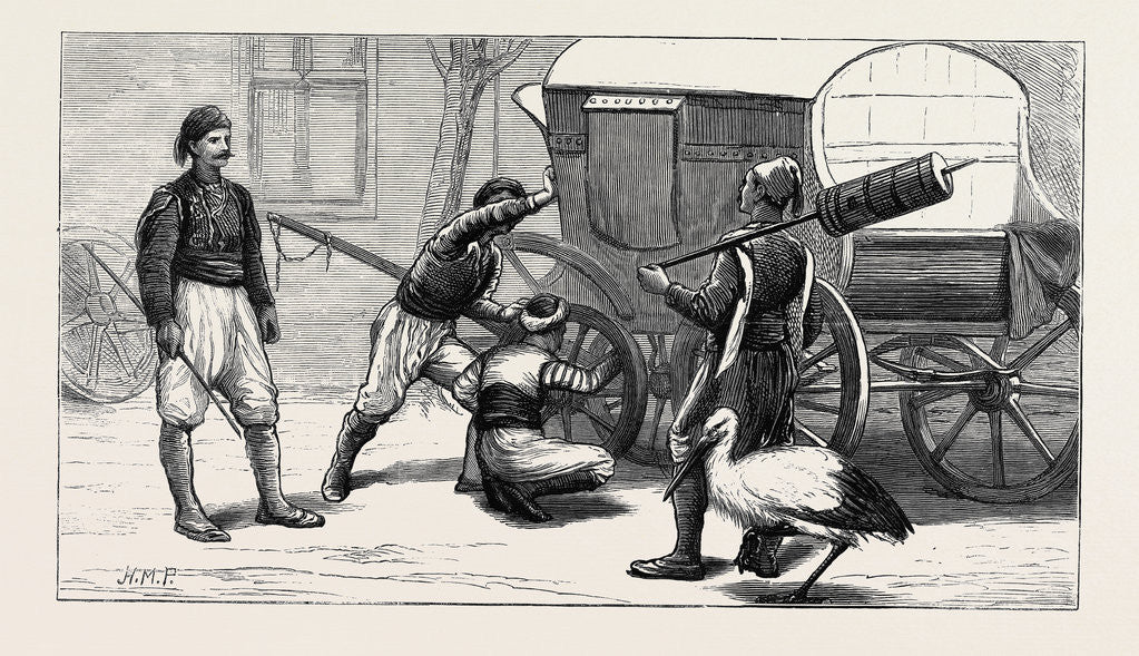 Detail of The Eastern Question: Getting Ready Our Carriage at Tartar Barsardjick by Anonymous