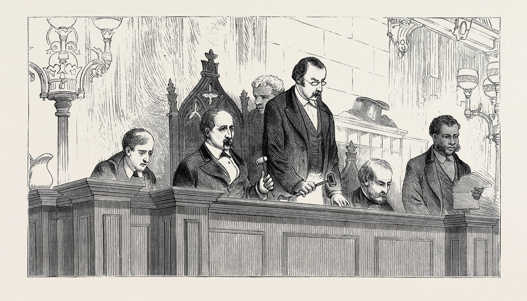 Detail of The Dual Government in South Carolina: The Two Rival Speakers Presiding Over the House of Representatives, Columbia by Anonymous