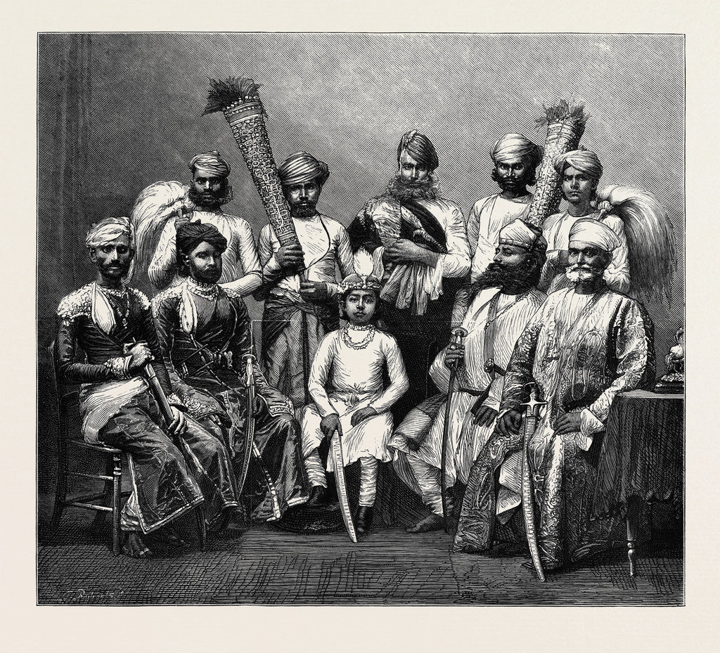 Detail of The Maharaj Rana of Jhallawur and Suite by Anonymous