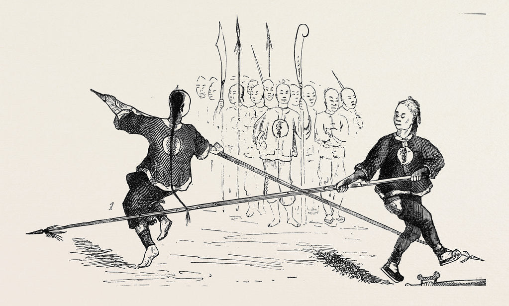 Detail of Chinese Military Exercises: Fencing with Spears by Anonymous
