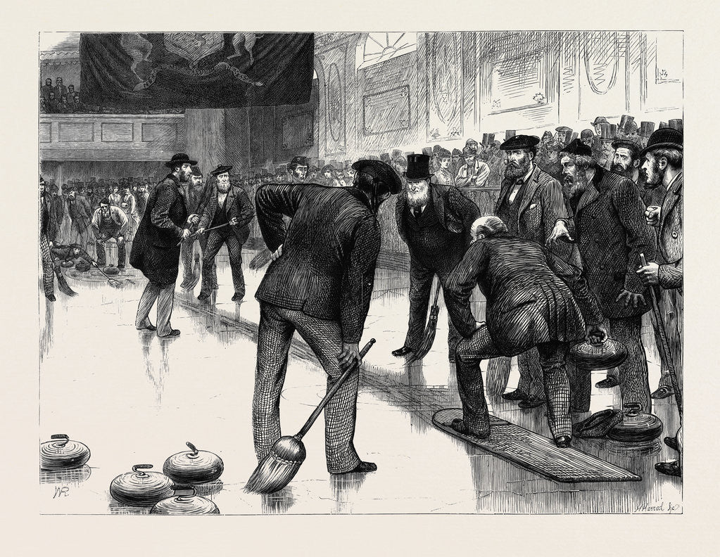 Detail of Curling at an Ice Rink, Manchester by Anonymous