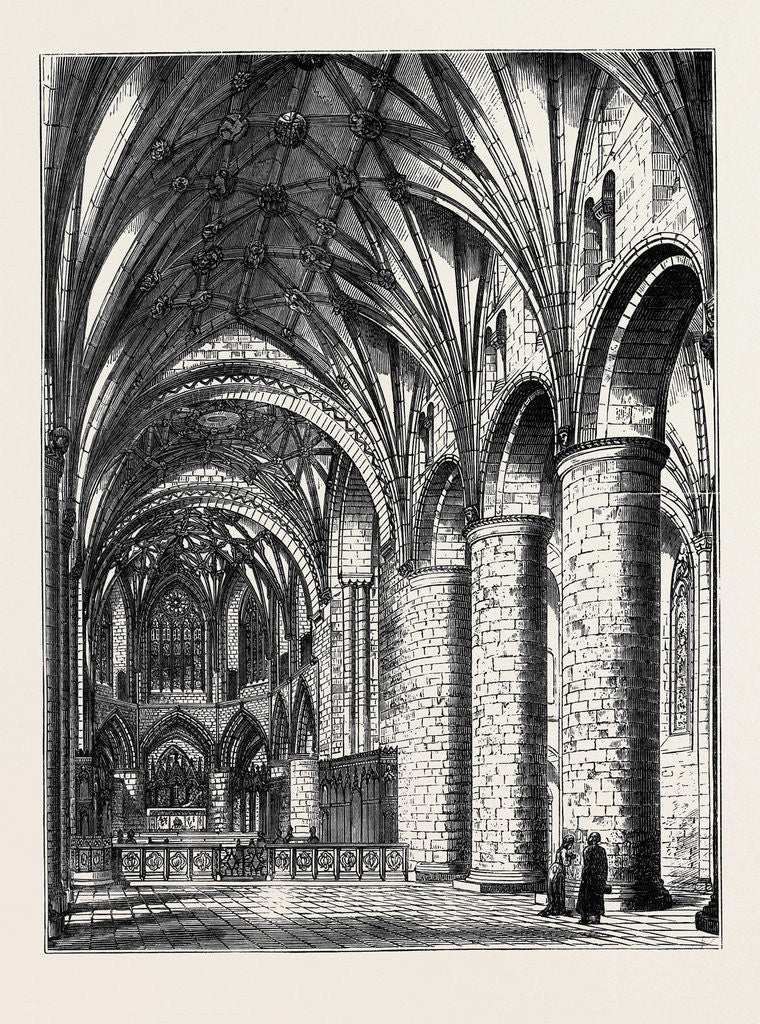Detail of The Restoration of Tewkesbury Abbey: Interior View Showing Proposed Arrangement of a Portion of the Choir by Anonymous