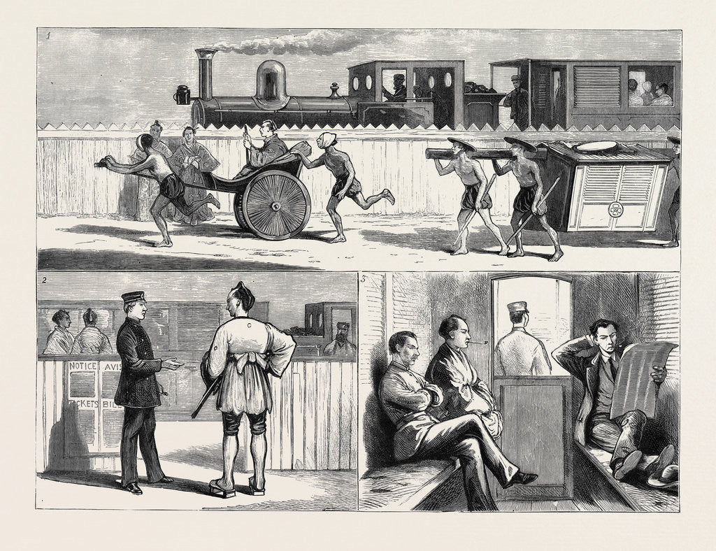 Detail of Civilisation in Japan, Sketches on the Yokohama Railway by Anonymous