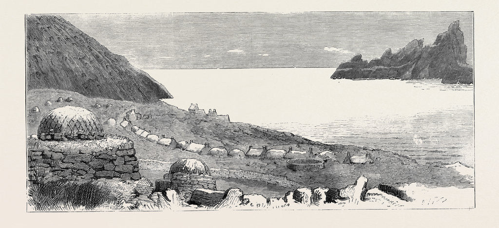 Detail of The Most Remote Spot in the United Kingdom, in the Island of St. Kilda: Village and Bay, the Only Place Where Ships Can Anchor or Boats Land by Anonymous