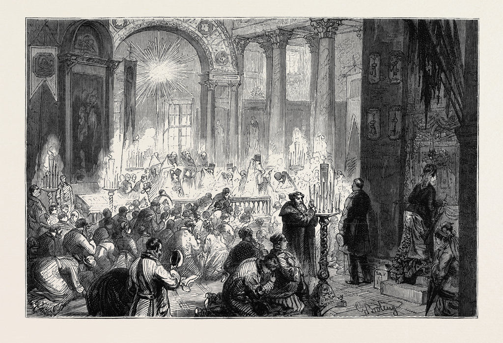 Detail of The War in the East: Prayers for the Army in the Kazan Cathedral, St. Petersburg, Russia by Anonymous