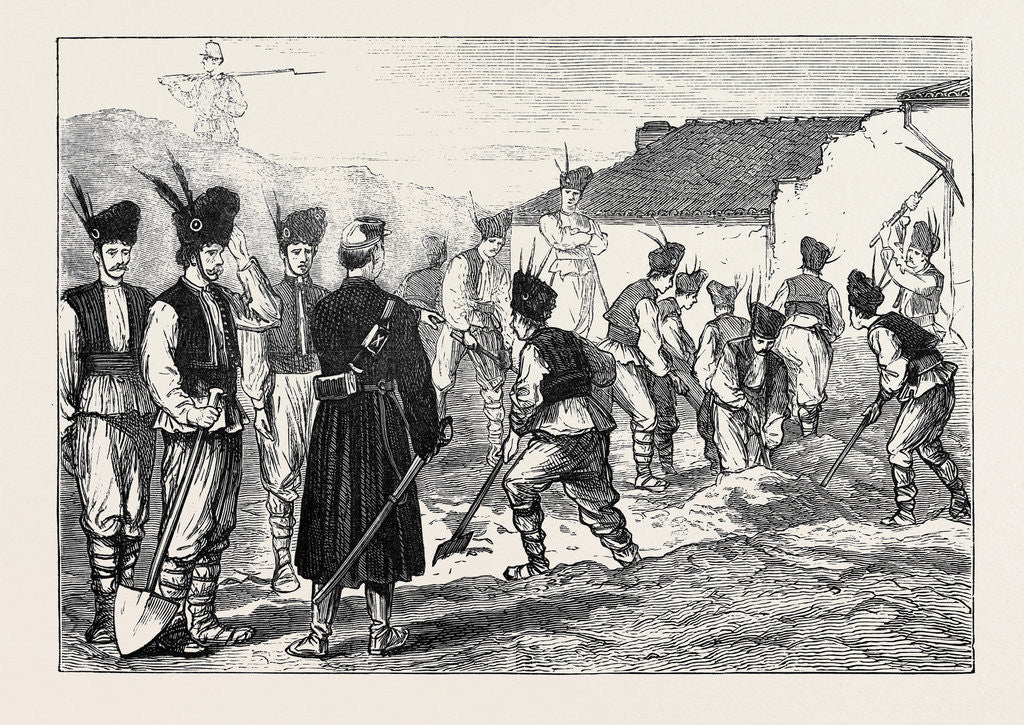 Detail of The War in the East: Romanian Militia Throwing Up Earthworks at Giurgevo by Anonymous