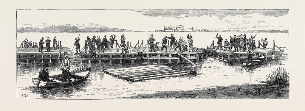 Detail of The War in the East, with the Russians on the Danube: Making Rafts on the Danube, Near Galatz by Anonymous