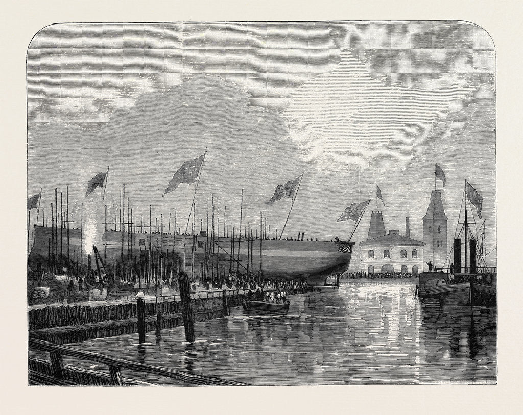 Detail of Launch of the Fethi Bulend at Blackwall, 1870 by Anonymous