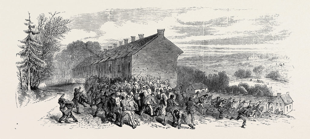 Detail of The Riots Near Sheffield: Police Charging the Mob, 1870 by Anonymous