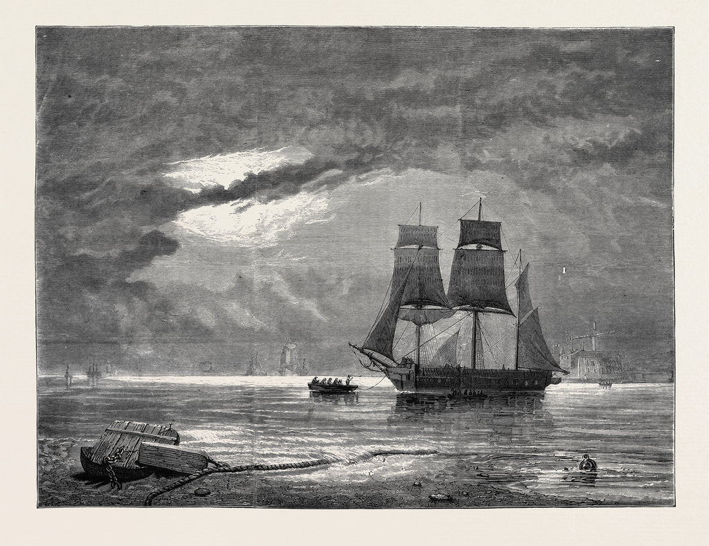 Detail of Moonlight, 1870 by Anonymous