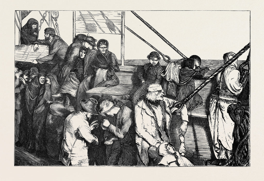 Detail of On the Atlantic Steamer: Steerage Emigrants, 1870 by Anonymous