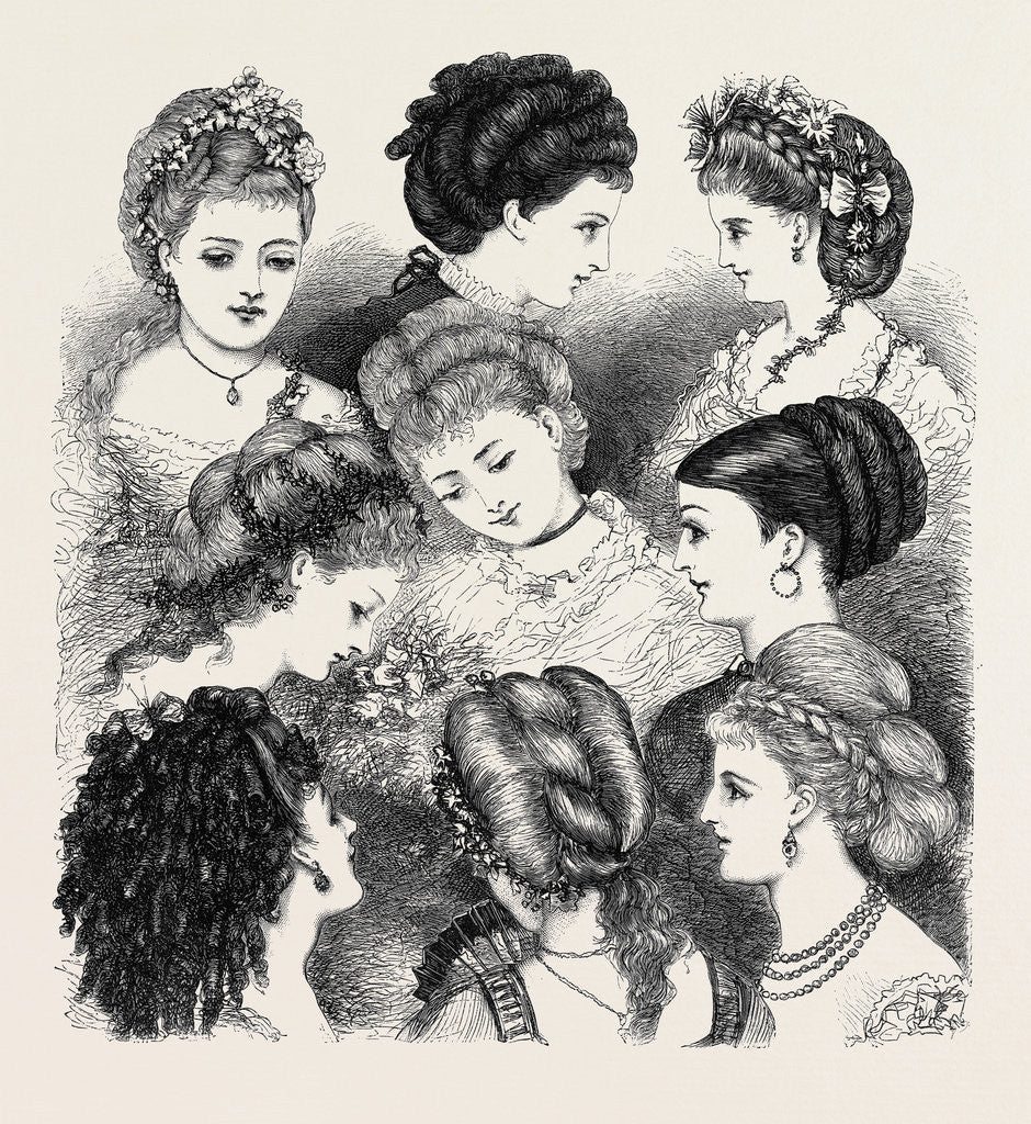 Detail of The Present Fashions in Hair, 1870 by Anonymous