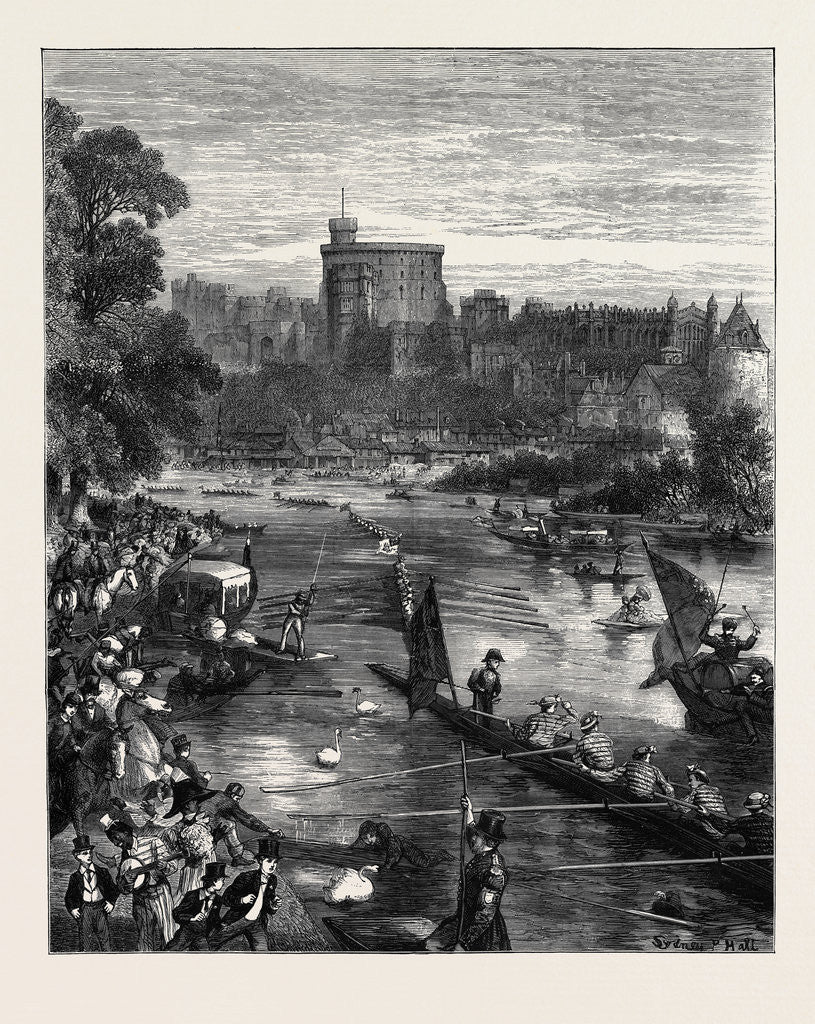 Detail of Speech Day at Eton, the Procession of Eights on the River, 1870 by Anonymous