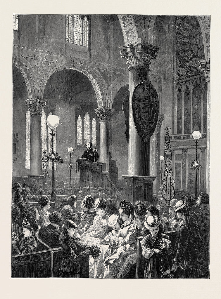 Detail of Flower Sermon at St. Katherine Cree, Leadenhall Street, 1870 by Anonymous