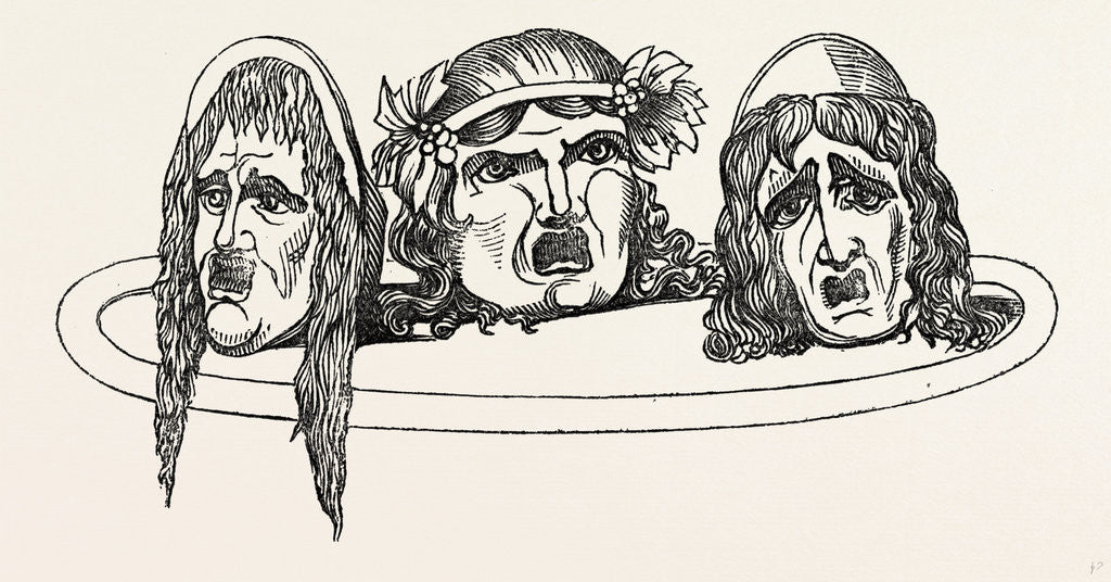 Detail of Tragic Masks from Pompeii Italy by Anonymous