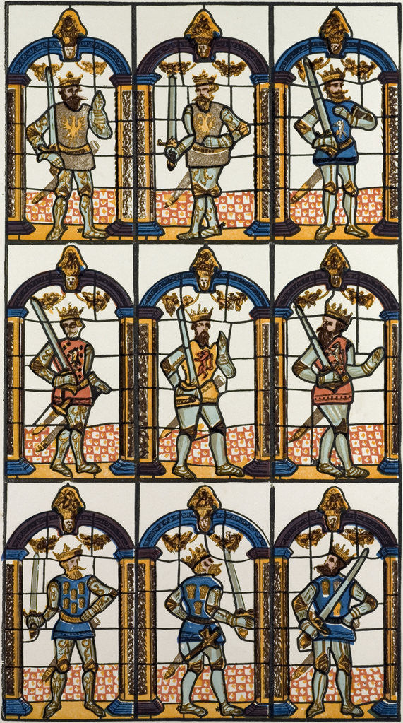 Detail of Painted Window Two Saxon Earls of Mercia and Seven Norman Earls of Chester by Anonymous