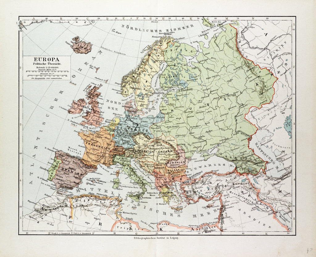 Detail of Map of Europe 1899 by Anonymous