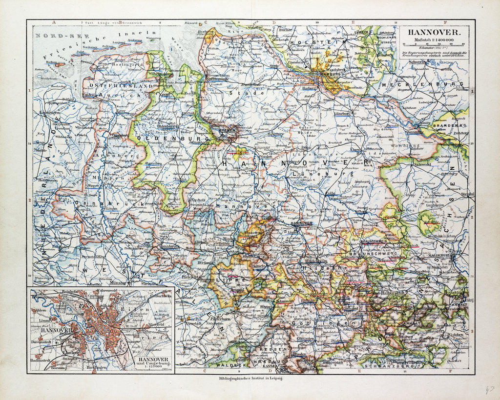 Detail of Map of Hannover Germany 1899 by Anonymous