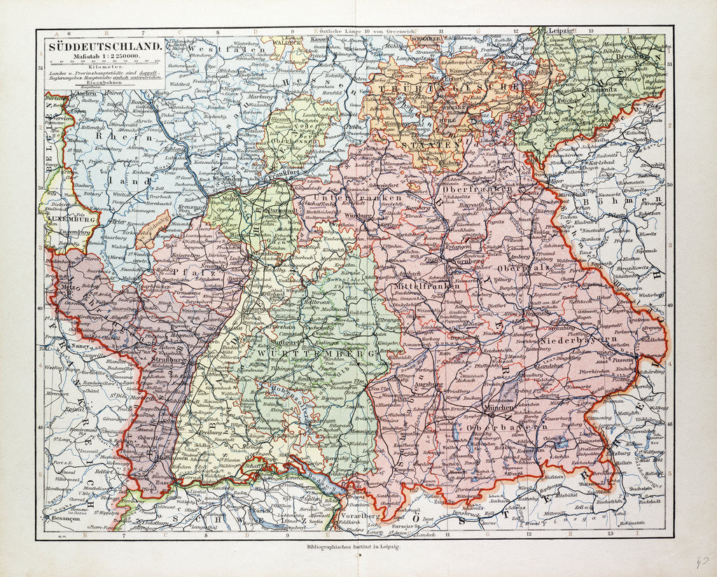 Detail of Map of the South of Germany 1899 by Anonymous