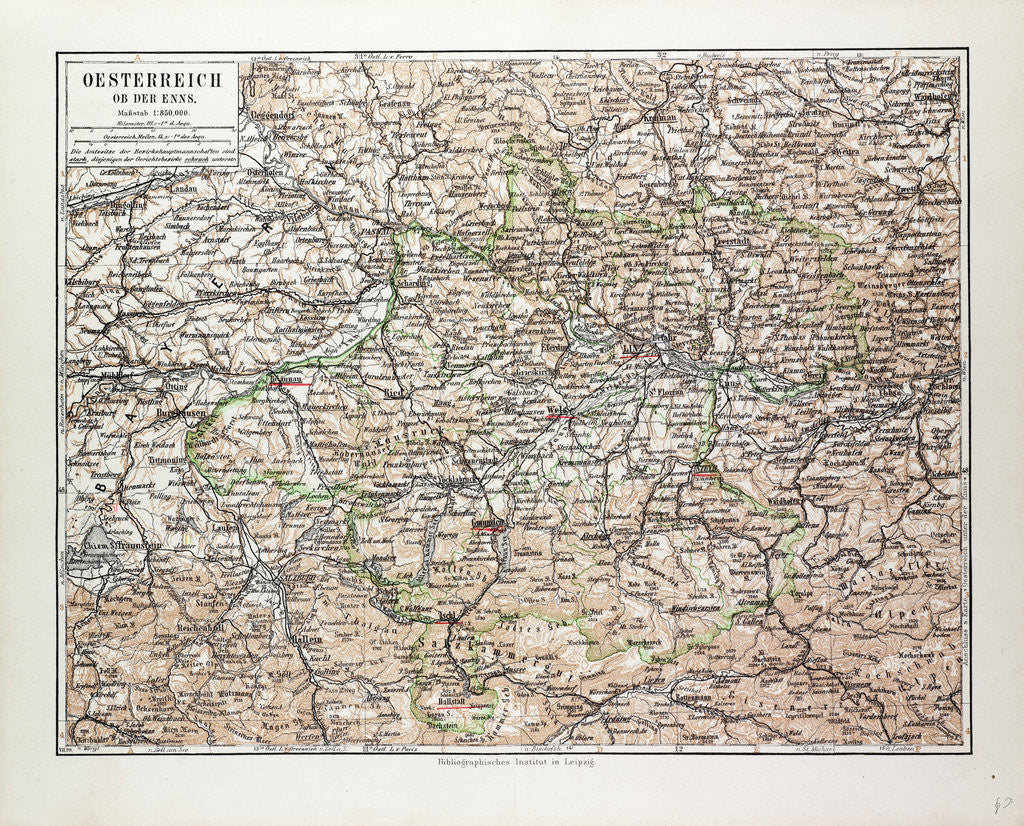 Detail of Map of Austria 1899 by Anonymous