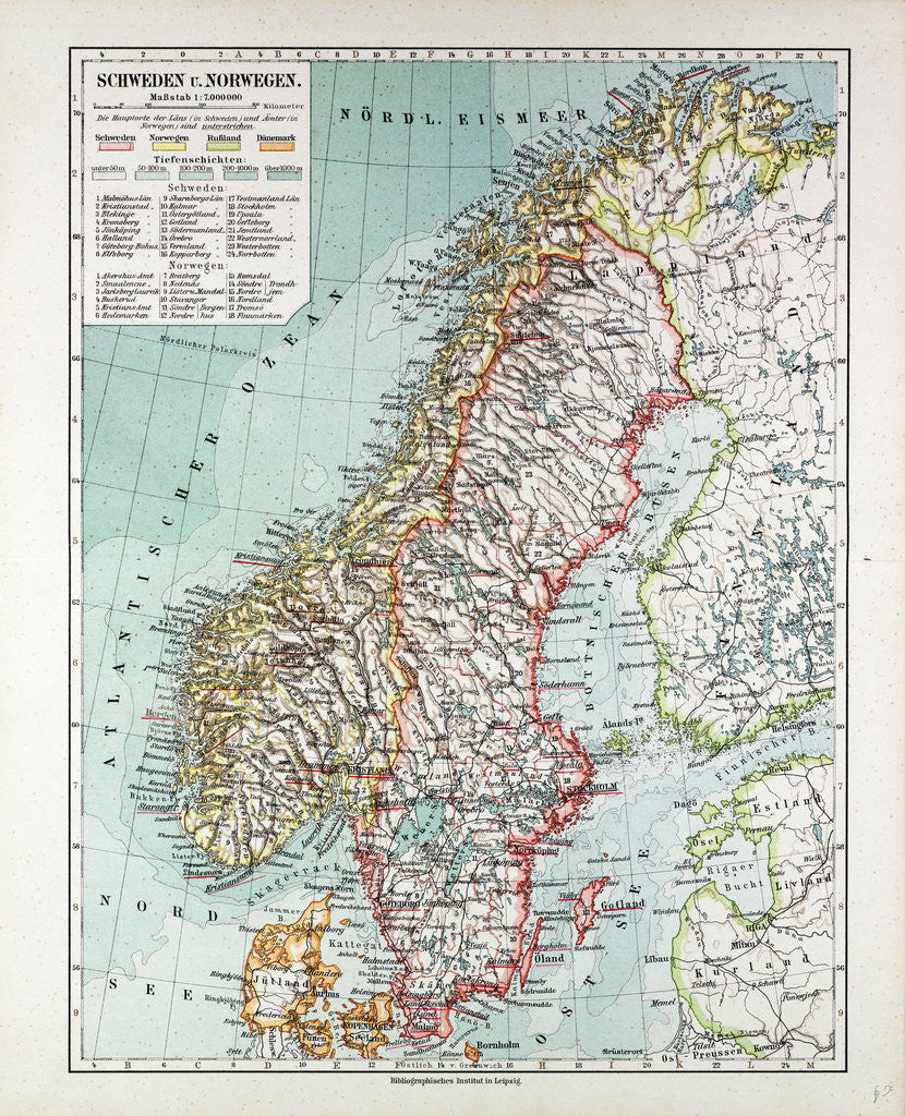 Detail of Map of Norway and Sweden 1899 by Anonymous