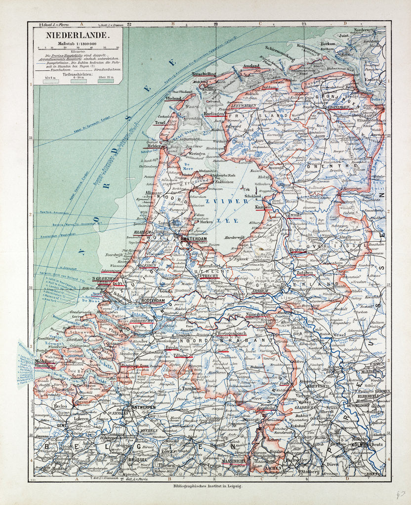 Detail of Map of the Netherlands 1899 by Anonymous