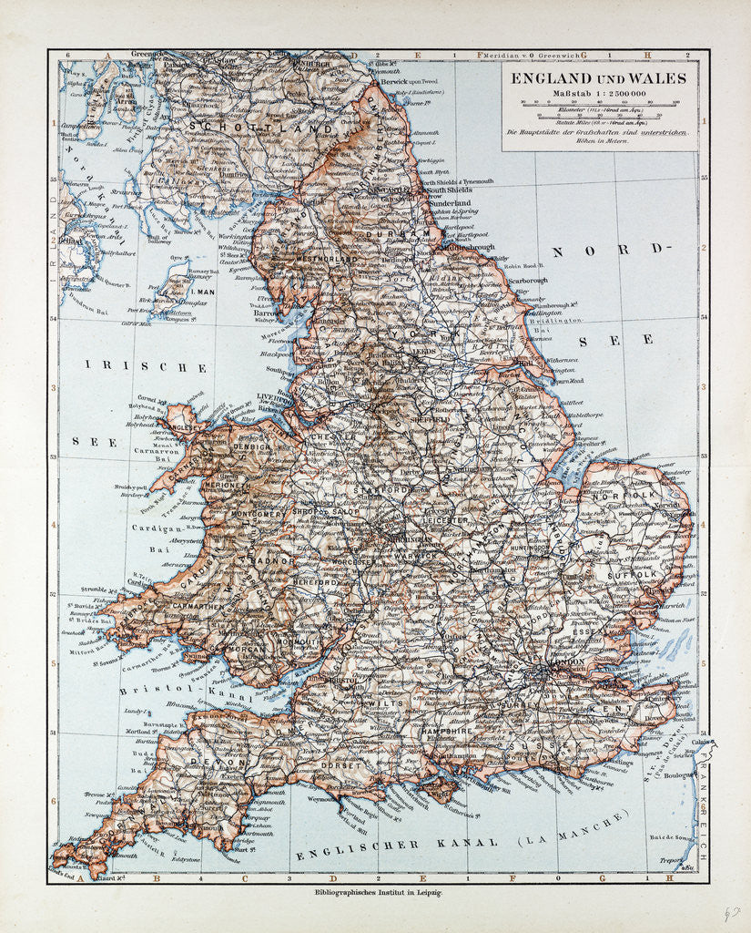 Detail of Map of England and Wales 1899 by Anonymous