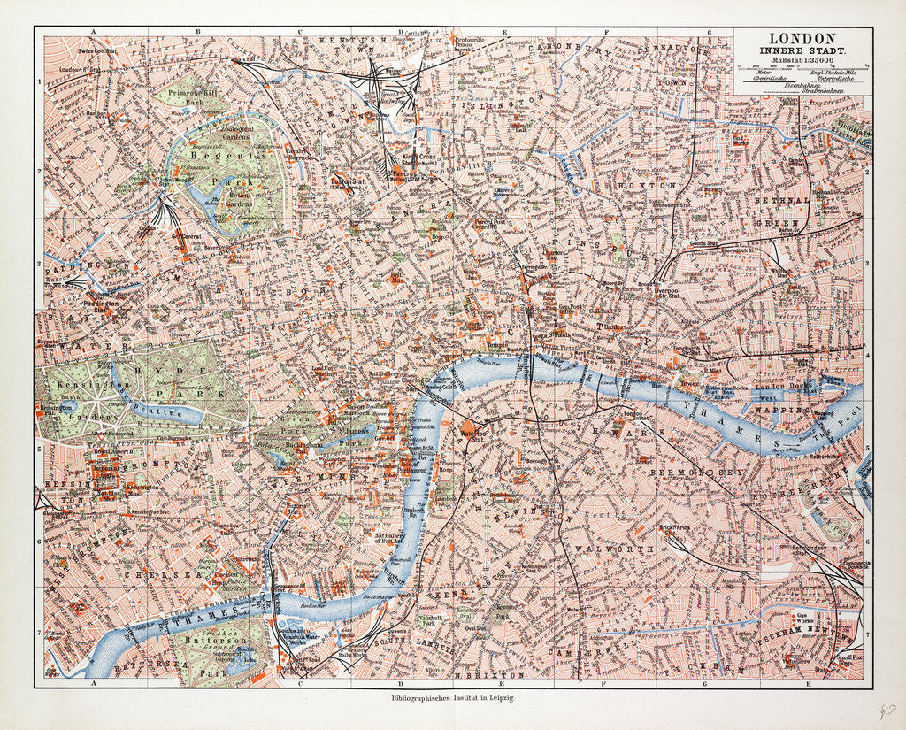Detail of Map of the Centre of London Great Britain 1899 by Anonymous