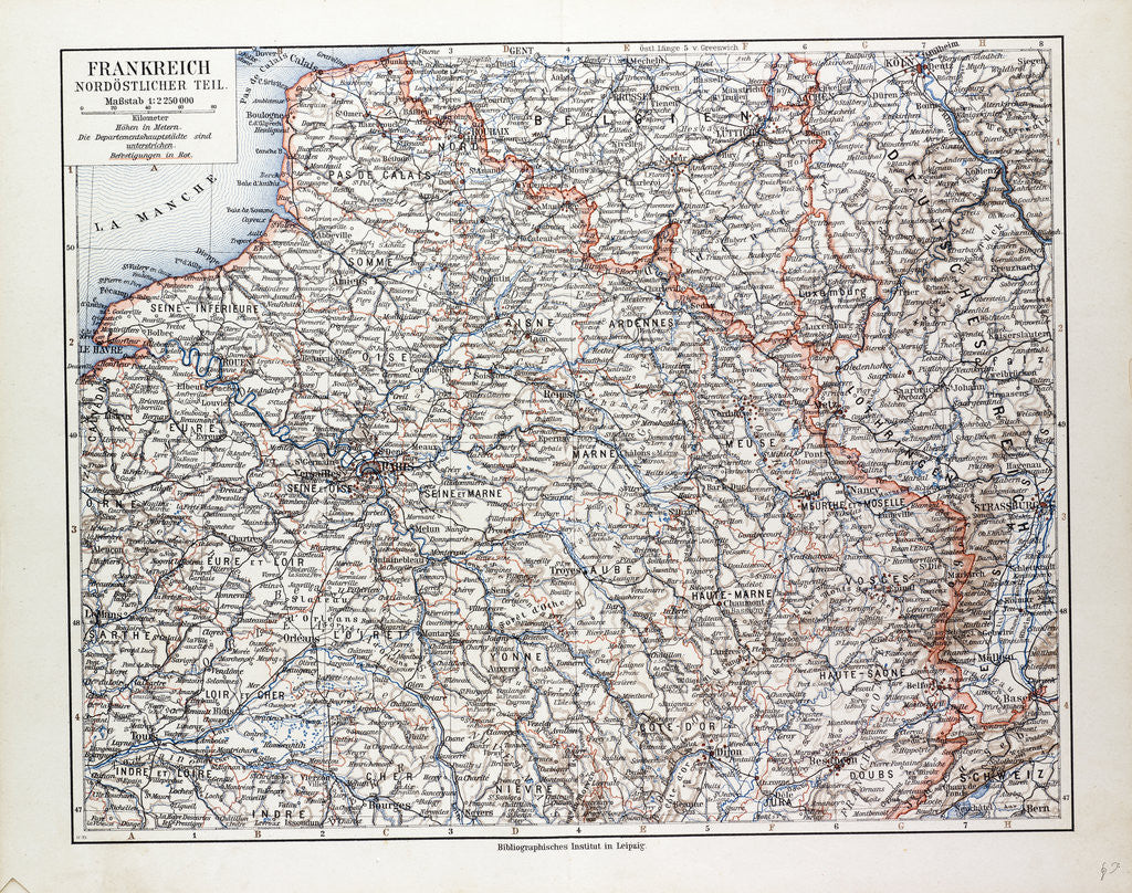 Detail of Map of the North Eastern Part of France 1899 by Anonymous