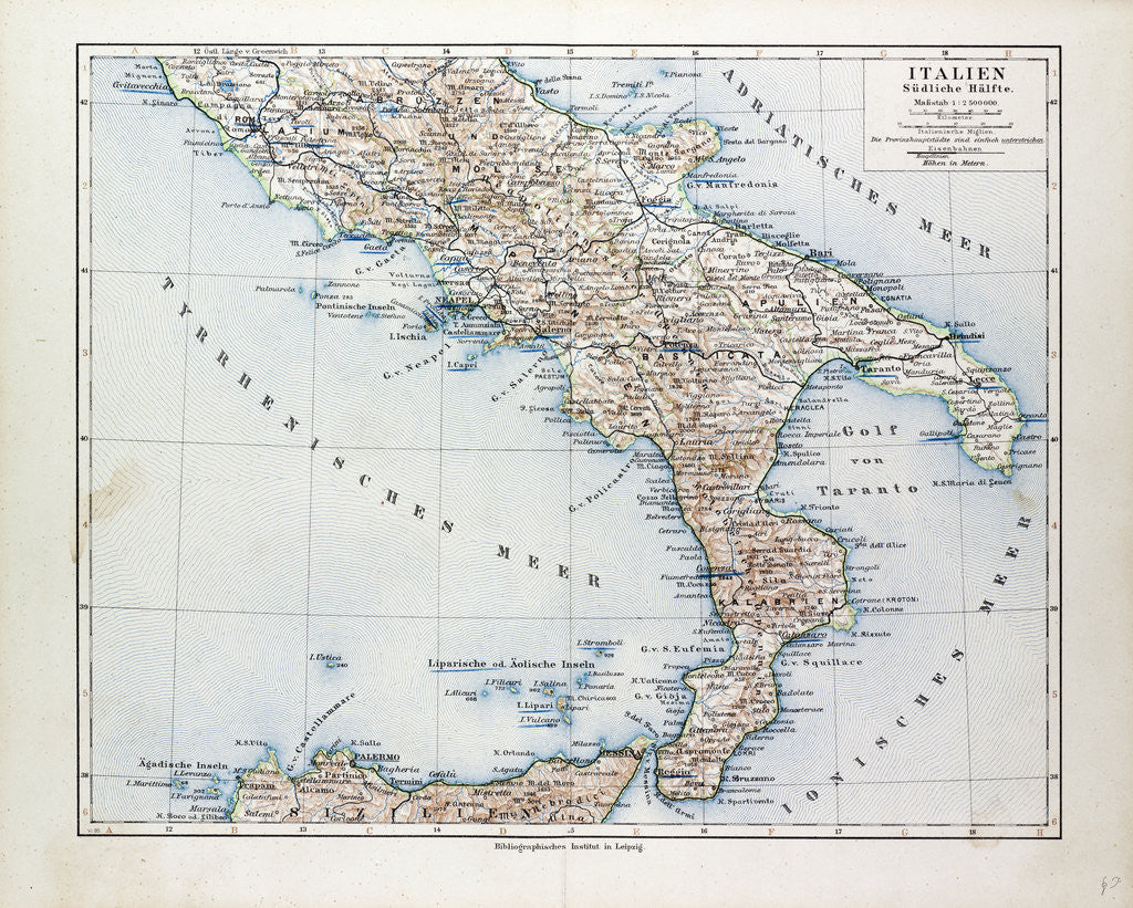 Detail of Map of South Italy 1899 by Anonymous