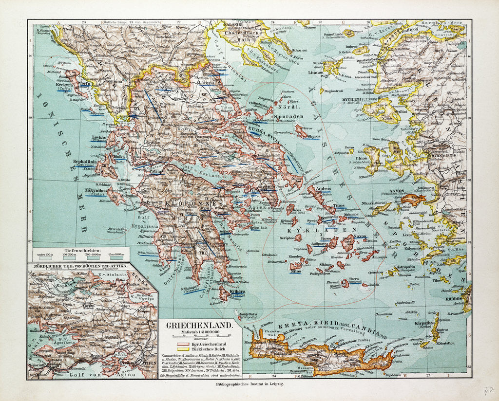 Detail of Map of Greece 1899 by Anonymous