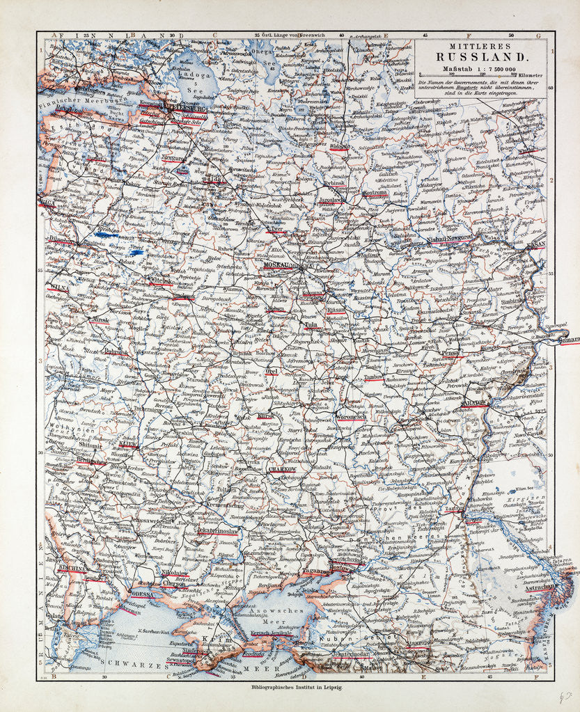 Detail of Map of Central Russia 1899 by Anonymous