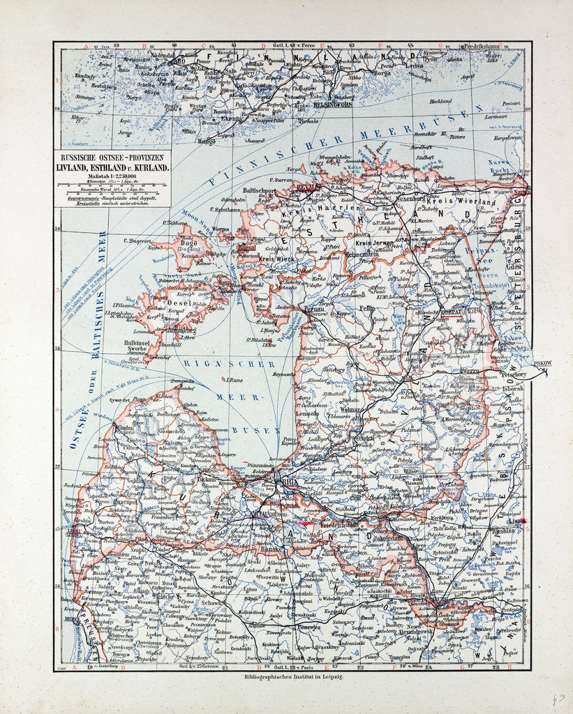 Detail of Map of Estland Letland Lithuania 1899 by Anonymous
