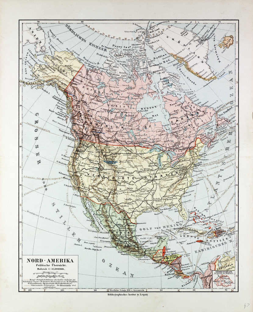 Detail of Map of North America 1899 by Anonymous