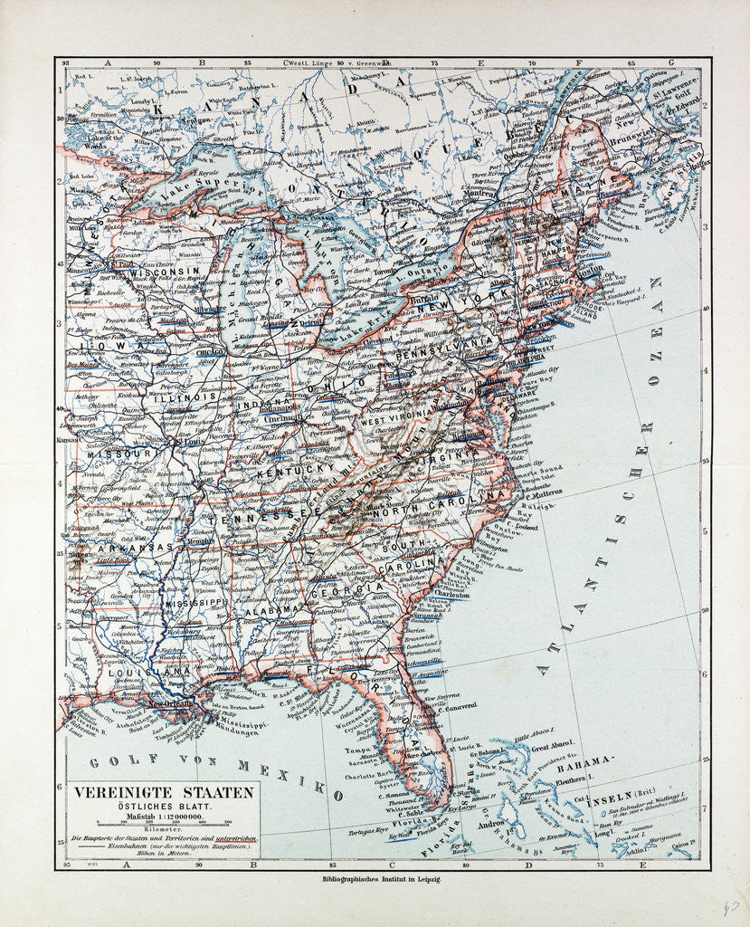 Detail of Map of the Eastern Part of the United States of America 1899 by Anonymous