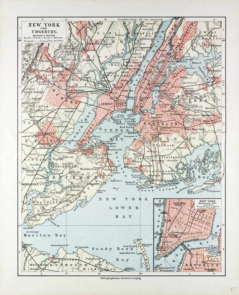 Detail of Map of New York, United States of America 1899 by Anonymous