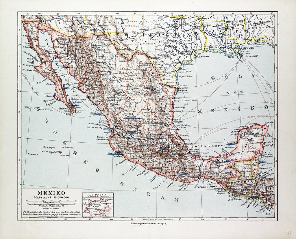 Detail of Map of Mexiko 1899 by Anonymous