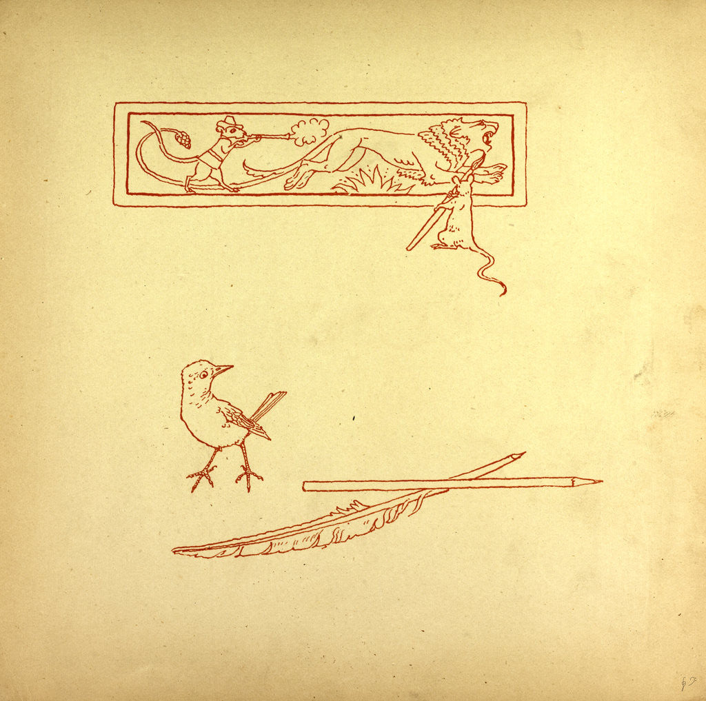 Detail of A Bird and a Feather and a Mouse Shooting at a Lion by Anonymous