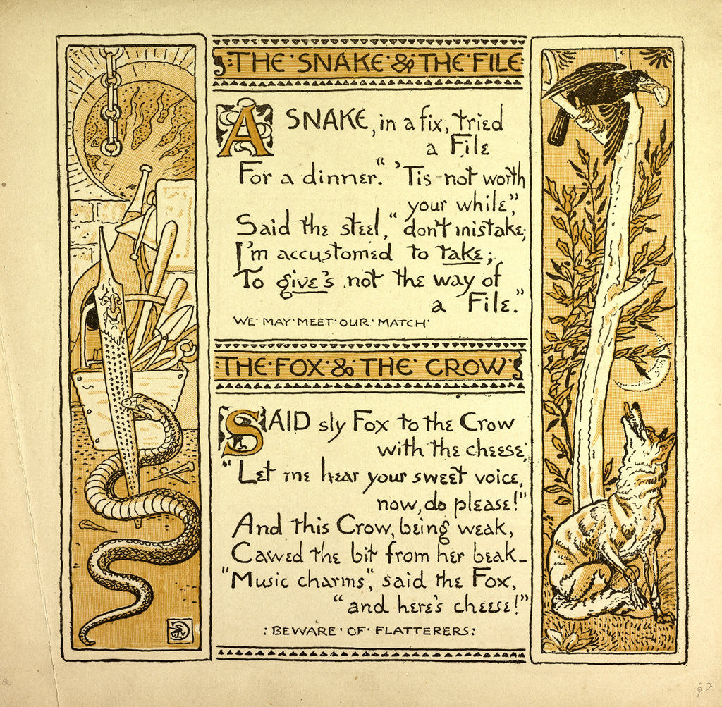 Detail of The Snake and the File the Fox and the Crow by Anonymous