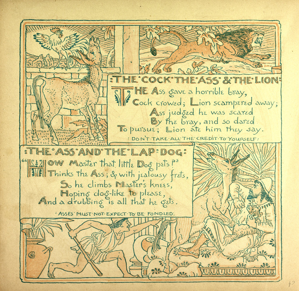 Detail of The Cock the Ass and the Lion the Ass and the Lap Dog by Anonymous