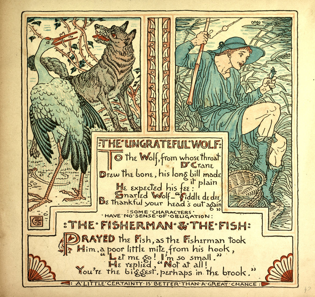 Detail of The Ungrateful Wolf the Fisherman and the Fish by Anonymous