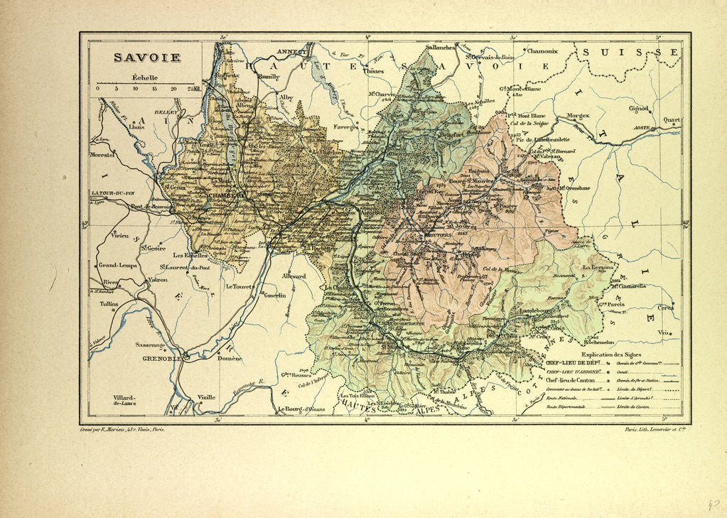 Detail of Map of Savoie France by Anonymous