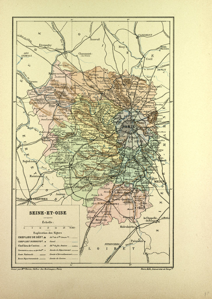 Detail of Map of Seine-Et-Oise France by Anonymous