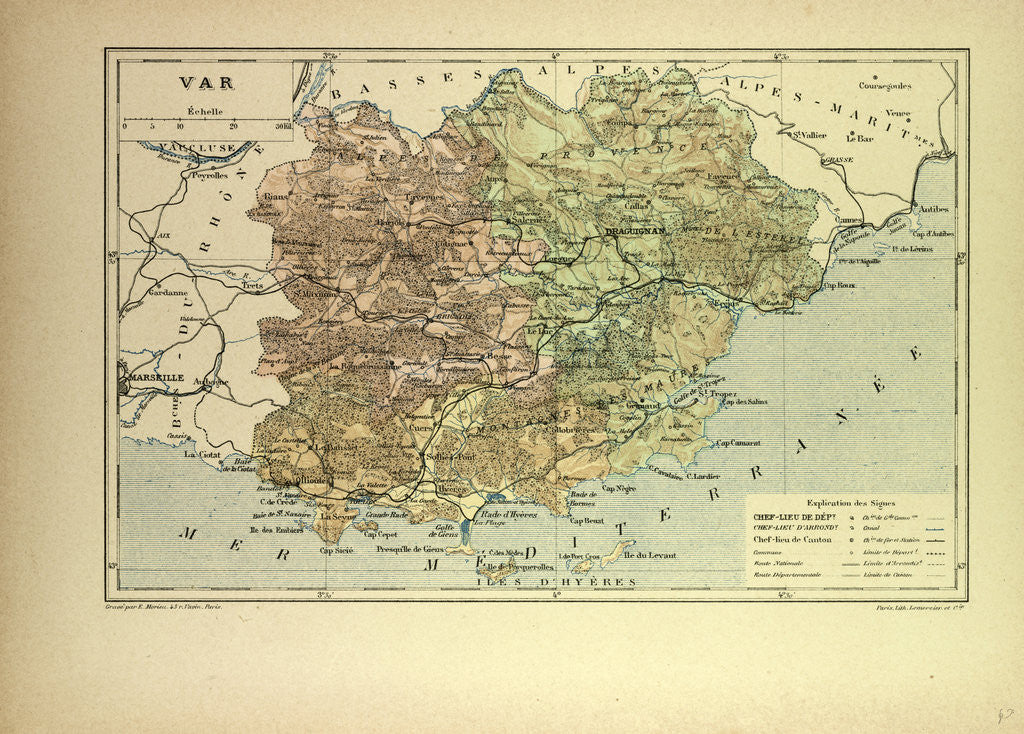 Detail of Map of Var France by Anonymous