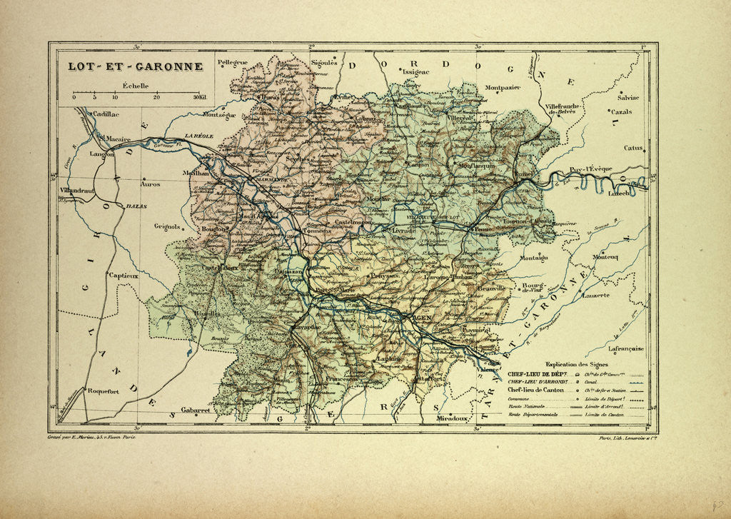 Detail of Map of Lot-Et-Garonne France by Anonymous
