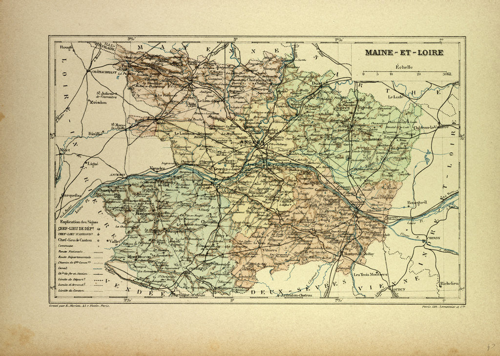 Detail of Map of Maine-Et-Loire France by Anonymous