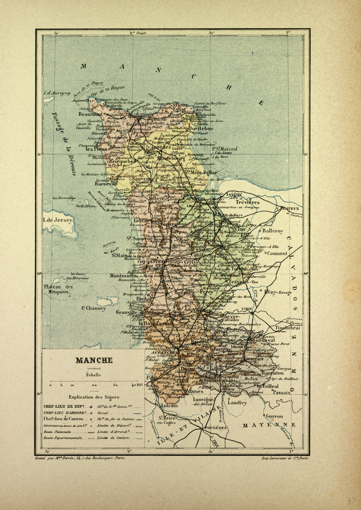 Detail of Map of Manche France by Anonymous