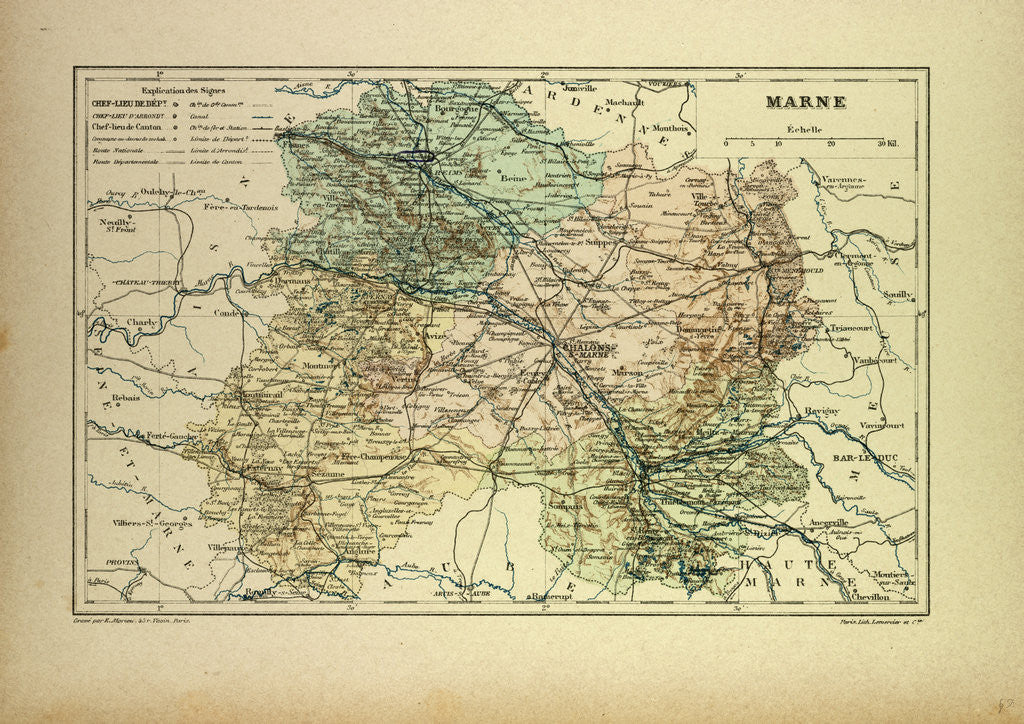 Detail of Map of Marne France by Anonymous