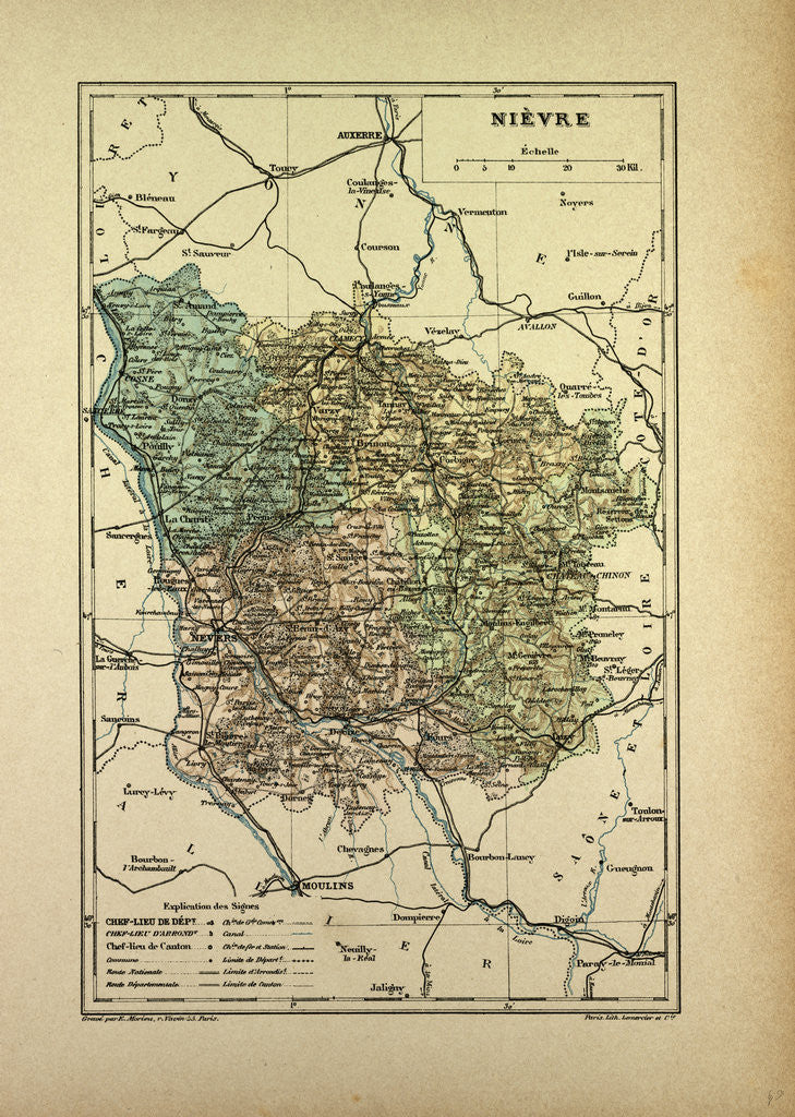 Detail of Map of Nièvre France by Anonymous