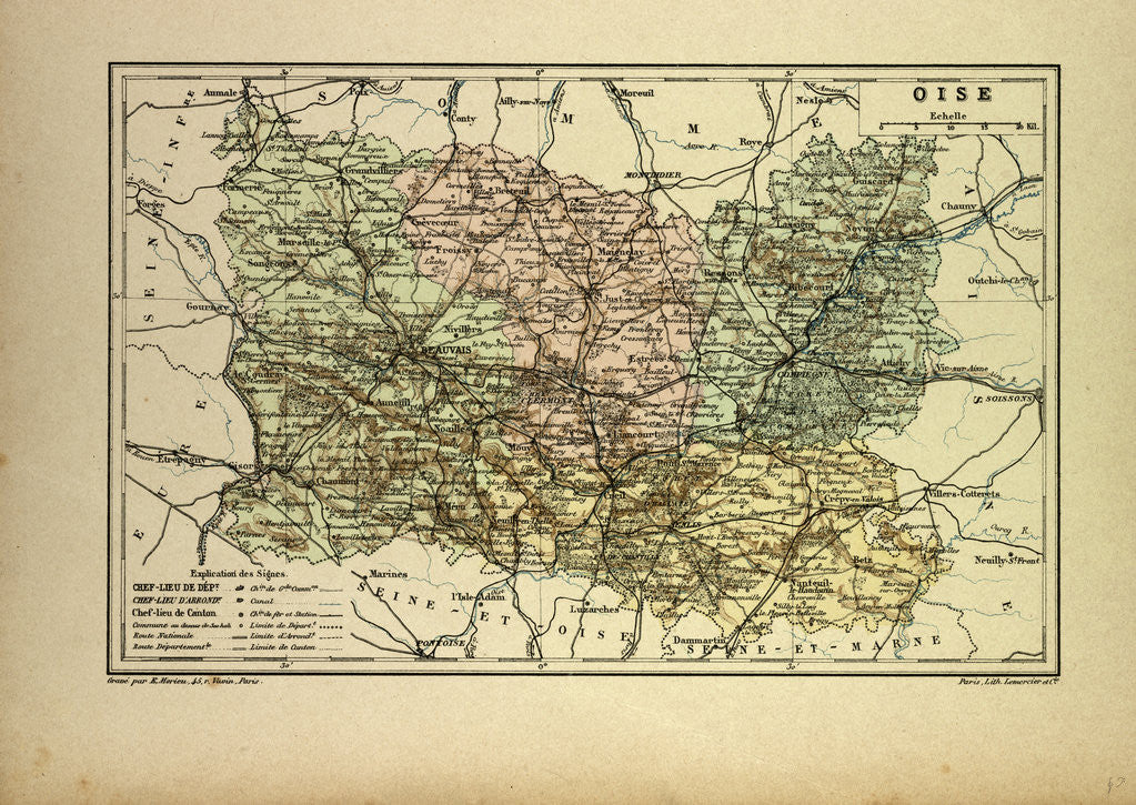 Detail of Map of Oise France by Anonymous